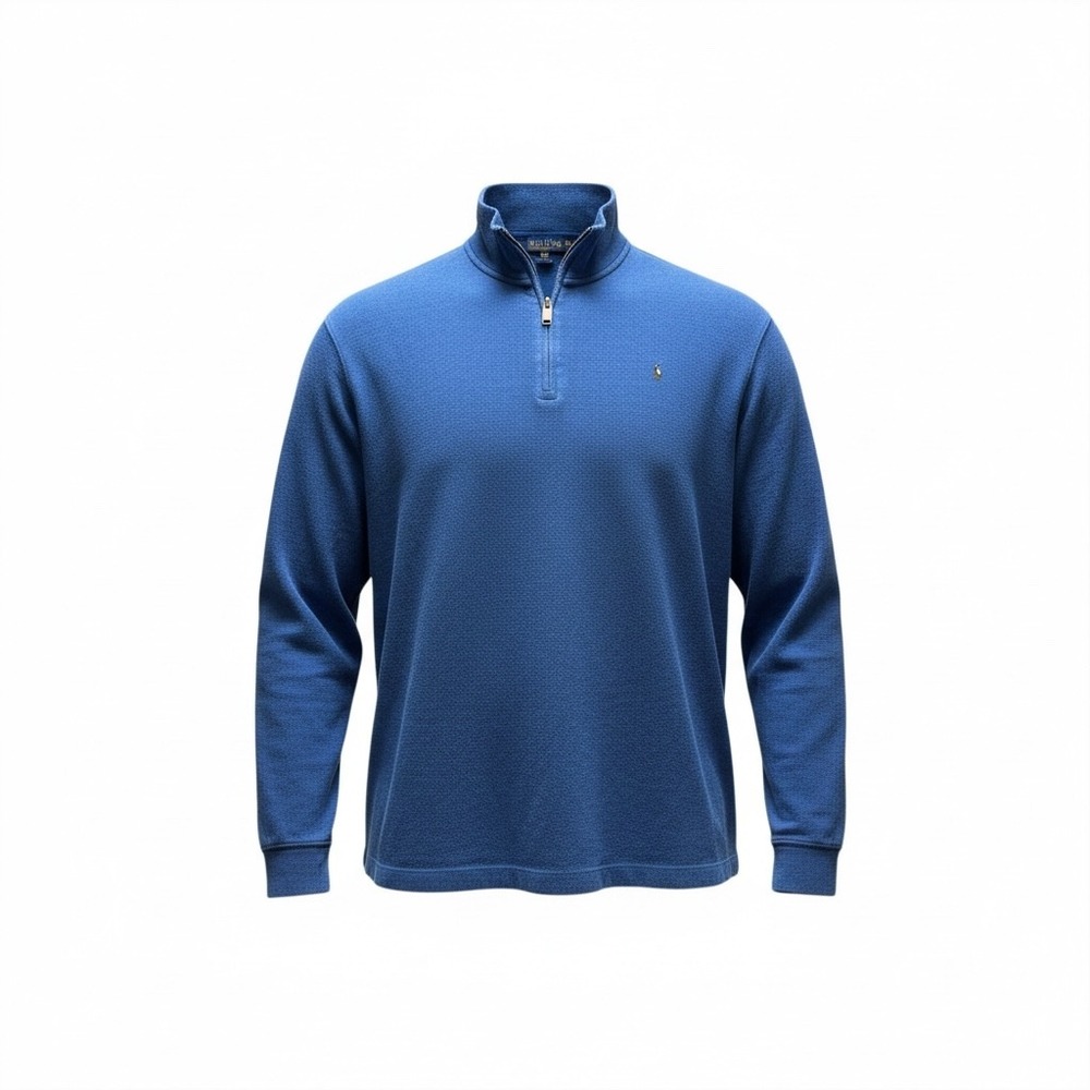 Polo Ralph Lauren Mens 3XB Blue Estate Rib Quarter Zip Long Sleeve Pullover